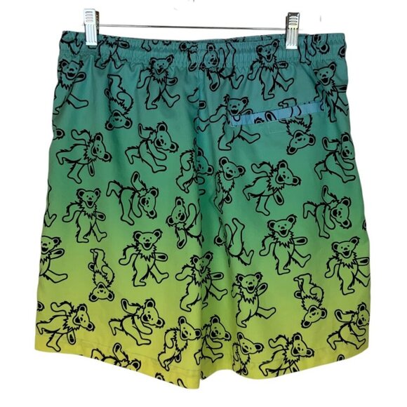 Grateful Dead Dancing Bear Gradient Swim Shorts Mens Size Medium Blue Green - Picture 2 of 6
